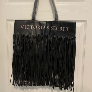 VICTORIA’S SECRET Black Faux Leather Fringe Bag